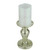 7" Battery Operated Iridescent White Flameless Pillar Candle with Silver Stand