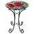 Vibrant Butterfly and Carnations Hand-Painted Glass Outdoor Birdbath - 21" Diameter