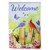 Welcome Birds on a Fence Outdoor Garden Flag 12.5" x 18"