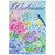 Blue and Purple Welcome Bird Outdoor House Flag 28" x 40"
