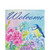 Blue and Purple Welcome Bird Outdoor House Flag 28" x 40"