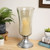 15.5" Decorative Golden Luster Hurricane Pillar Candle Holder with Silver Base