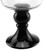 17.75" Transparent and Jet Black Glass Pedestal Pillar Candle Holder