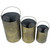 Set of 3 Gray and Gold Floral Designed Pillar Candle Lanterns 10"