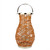 16.25" Modern Orange Decorative Woven Iron Pillar Candle Lantern with Glass Hurricane