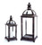 Set of 2 Pagoda Crest Weathered Iron and Glass Pillar Candle Holder Lanterns 26"