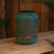 7" Green Integrated Floral Pattern Outdoor Solar Lantern with Handle