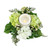 16" Decorative Artificial Cream White and Green Hydrangea and Berry Hurricane Glass Candle Holder