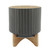 12" Gray and Beige Ceramic Striped Planter with Stand
