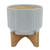 Circle Ceramic Planter with Stand - 7" - White and Brown