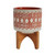 6" Orange Ceramic Aztec Decorative Planter with Stand