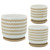 8" White and Beige Ceramic Zigzag Planter with Saucer