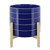 Ceramic Striped Planter with Stand - 10" - Navy Blue