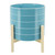 Ceramic Striped Planter with Stand - 10" - Light Blue