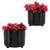 Set of 2 Black Ceramic Lines Outdoor Footed Planters 12"