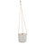 7" White and Brown Ceramic Outdoor Dotted Hanging Planter