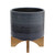 Ceramic Dotted Planter with Stand - 8" - Blue and Brown