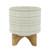 Tribal Ceramic Planter with Stand - 8" - Cream and Beige