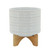 Tribal Ceramic Planter with Stand - 8" - White and Beige