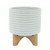Textured Ceramic Planter with Stand  - 8" - White