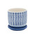 Ceramic Squares Design Planter with Saucer - 5" - Blue and Beige