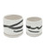 Set of 2 White and Gray Painted Ceramic Planters with Saucer 5.5"