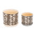 Set of 2 Beige and Brown Ceramic Outdoor Planters with Saucers 8"
