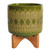 Ceramic Aztec Planter with Stand - 11" - Green