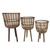Set of 3 Natural Brown Bamboo Wood Outdoor Footed Planters on Angled Legs 30"