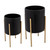 Set of 2 Black and Gold Textured Standing Planters 23"