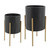 Set of 2 Black and Gold Lines Textured Standing Planters 23"
