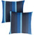 Set of 2 16" Indigo and Navy Blue Stripes Sunbrella Indoor and Outdoor Square Pillows