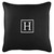 18" Black Sunbrella Square Indoor/Outdoor Monogram "H" Single Embroidered Throw Pillow