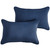 Set of 2 Sunbrella Navy Blue Corded Rectangular Indoor/Outdoor Lumbar Throw Pillows, 24"