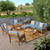 9-Piece Teak Brown Contemporary Outdoor Furniture Patio Sofa Set - Blue Cushions