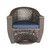 29.5" Coffee Brown Contemporary Outdoor Furniture Patio Swivel Chair - Navy Blue Cushion
