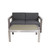 Contemporary 2-Piece Silver Aluminum Outdoor Chat Set - Gray Cushions