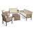 5-Piece Gray Outdoor Furniture Patio Chat Set - Ivory Cushions