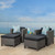 5-Piece Black Finish Wicker Outdoor Furniture Patio Chat Set - Gray Cushion