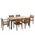 7-Piece Brown Teak Finish Wood Rectangular Outdoor Furniture Patio Dining Set