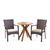 3-Piece Teak Brown Wicker Outdoor Furniture Patio Bistro Set - Cream White Cushions