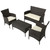 4-Piece Brown Wicker Outdoor Furniture Patio Chat Set - White Cushions