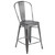 Durable and Stylish 40.25" Silver and Gray Distressed Outdoor Patio Counter Height Stool with Back