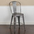 40.25" Silver and Gray Distressed Outdoor Patio Counter Height Stool with Back
