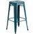 30'' Teal Blue Industrial Backless Outdoor Furniture Patio Stackable Barstool