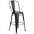 46'' Black Distressed Contemporary Outdoor Barstool with Back Rest