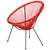 35.25" Red and Black Oval Outdoor Furniture Patio Bungee Lounge Chair