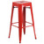 Contemporary Red Industrial Outdoor Patio Barstool - 30", Square Seat