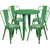 Set of 5 Round Green Metal Indoor and Outdoor Table with Cafe Chair Set 33"
