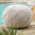 20" Ivory Contemporary Hand Knitted Outdoor Patio Pouf Ottoman with Filler